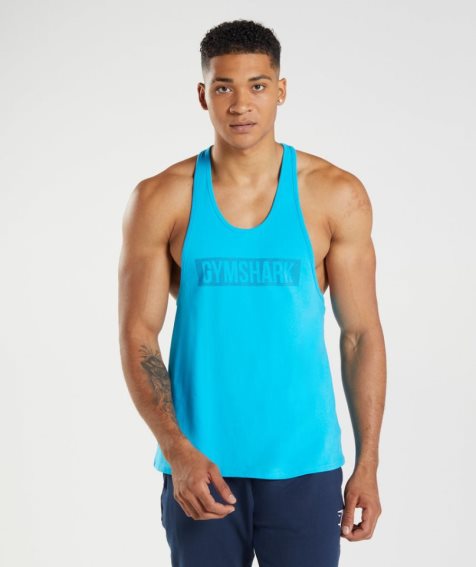 Men's Gymshark Block Stringer Tanks Turquoise | NZ 3XVMUE